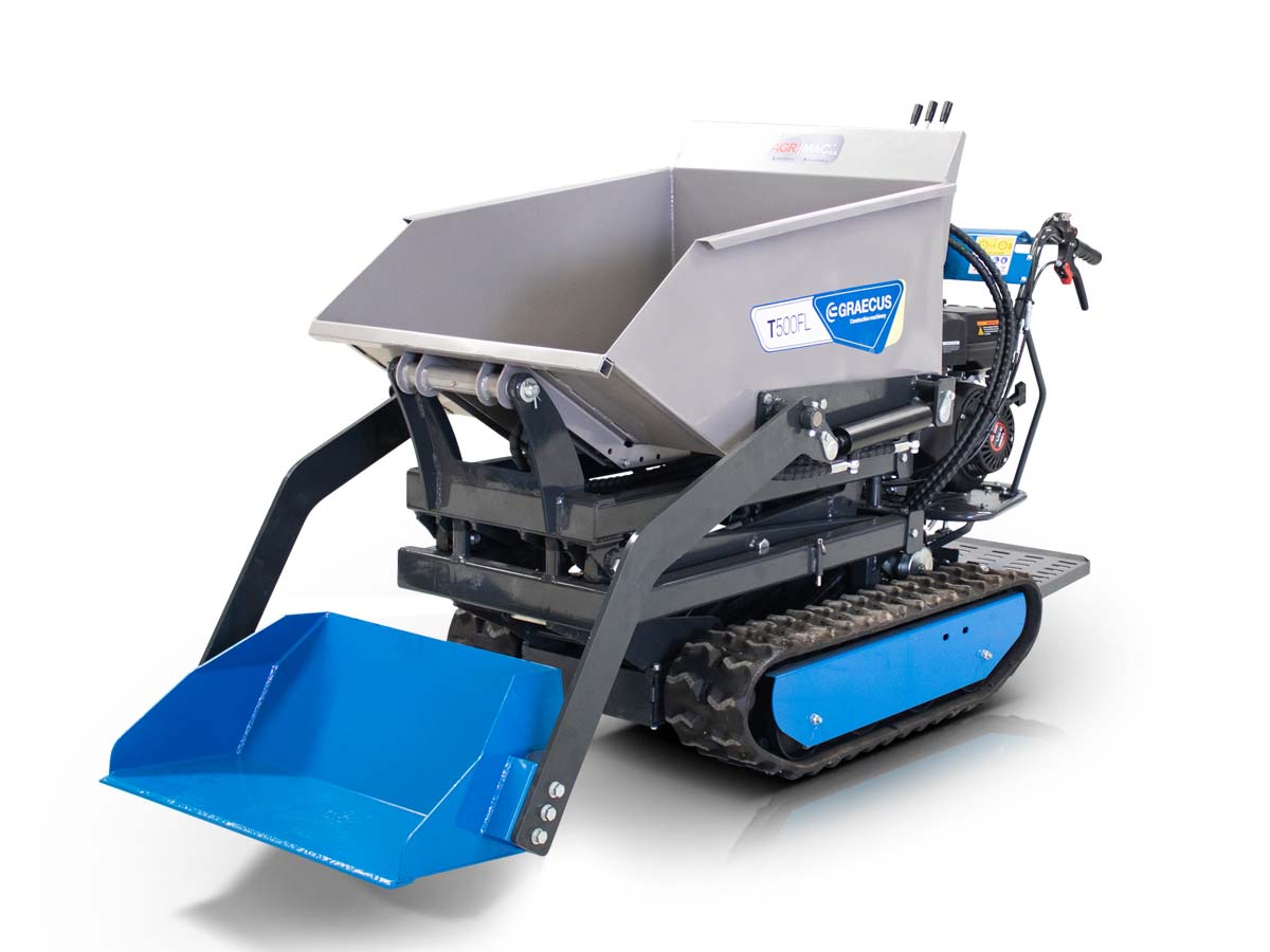 Tracked dumper with hydraulic tipping and front loader T500FL - Image 8